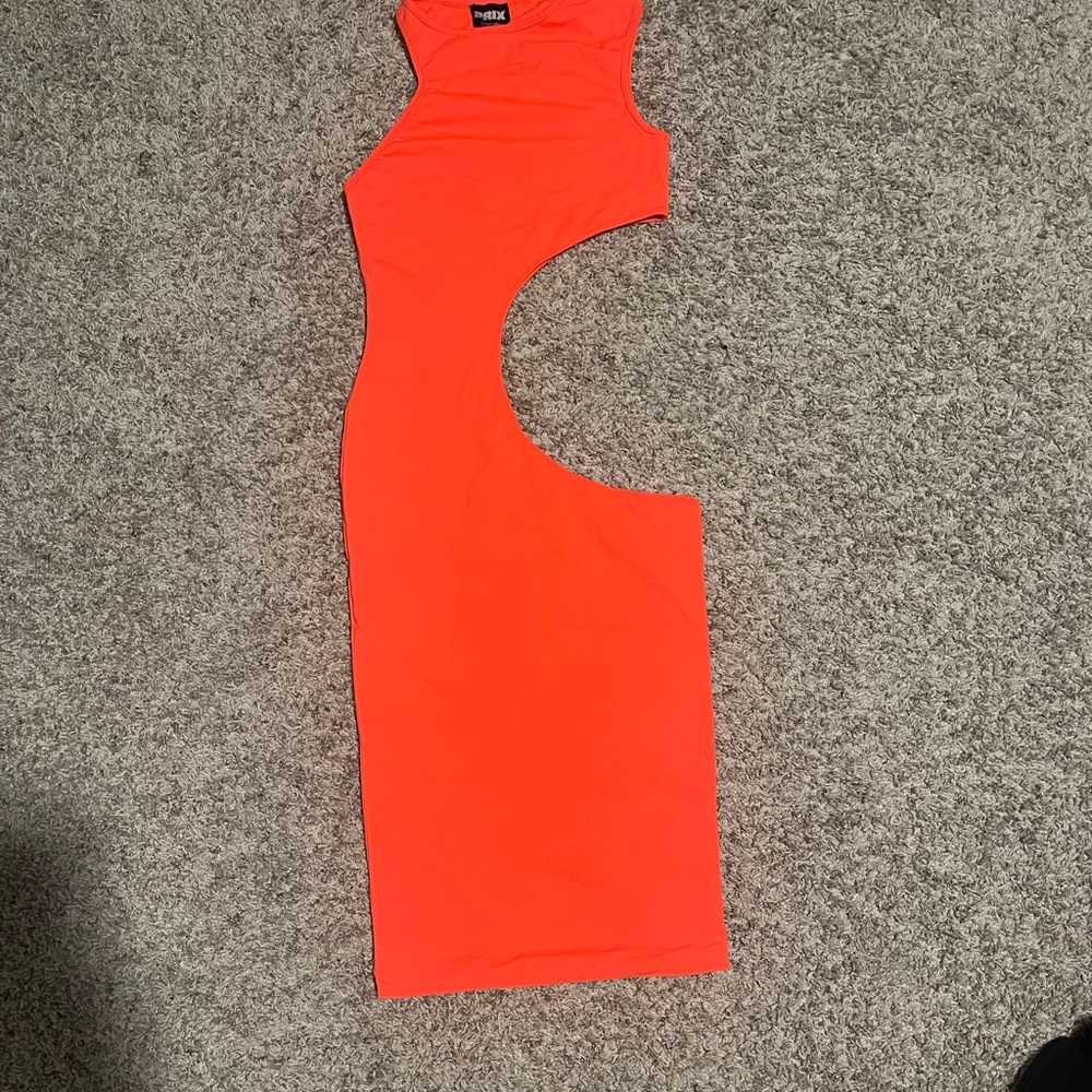 PRIX workshop orange cut out midi dress. Size Extra Large